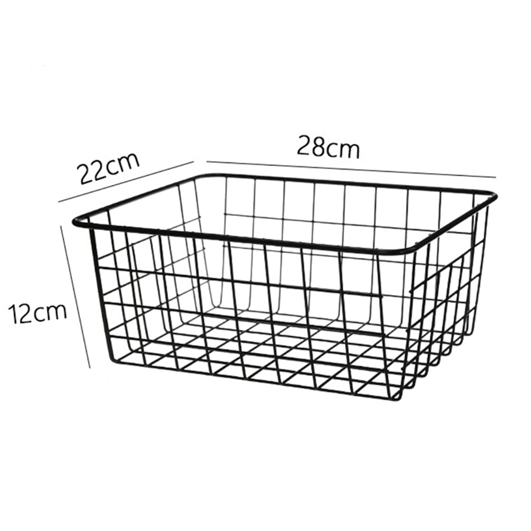 AB45 2X Keranjang Berkabel Besi Berongga, Keranjang Penyimpanan Keranjang Logam Tanpa Interlining Organizer Dapur Kamar Mandi Hitam