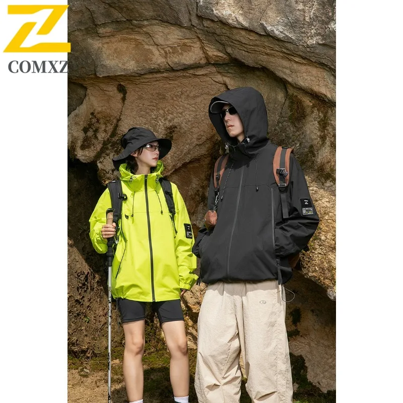 

COMXZ Mens Jacket 2025 New Solid Color Design Outdoor Climbing Lightweight Coat High Fashion Travel Breathable Autumn Coats