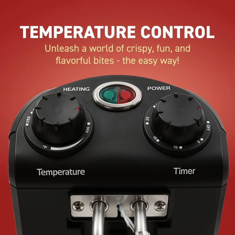 الفولاذ المقاوم للصدأ 3.5Qt الغمر المقلاة العميقة مع الموقت قابل للتعديل التحكم في درجة الحرارة سلة قابلة للإزالة مرشح الرائحة غطاء اللمس البارد