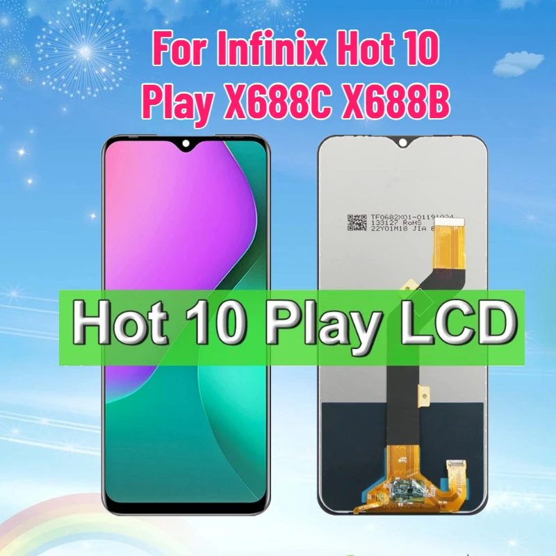 

LCD-дисплей для Infinix Hot 10 Play X688C X688B, сенсорный экран, панель-дигитайзер в сборе для Hot 10 Play