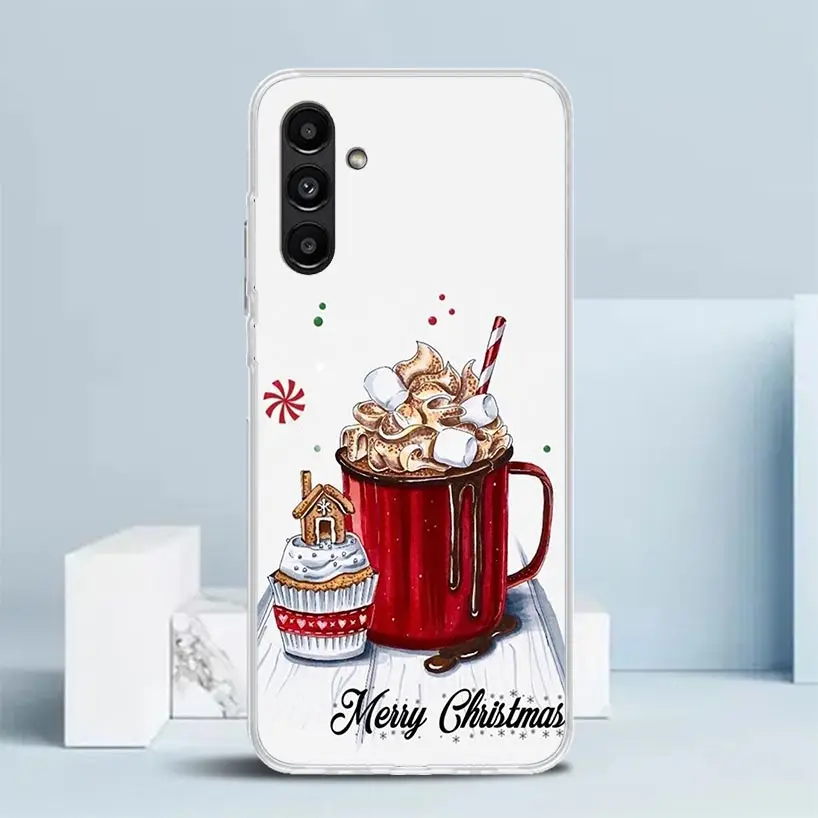 Winter Coffee Christmas Phone Case For Samsung Galaxy A15 A14 A13 A12 A55 A54 A53 A52 A35 A34 A33 A32 A25 A24 A23 A22 A04S A03S