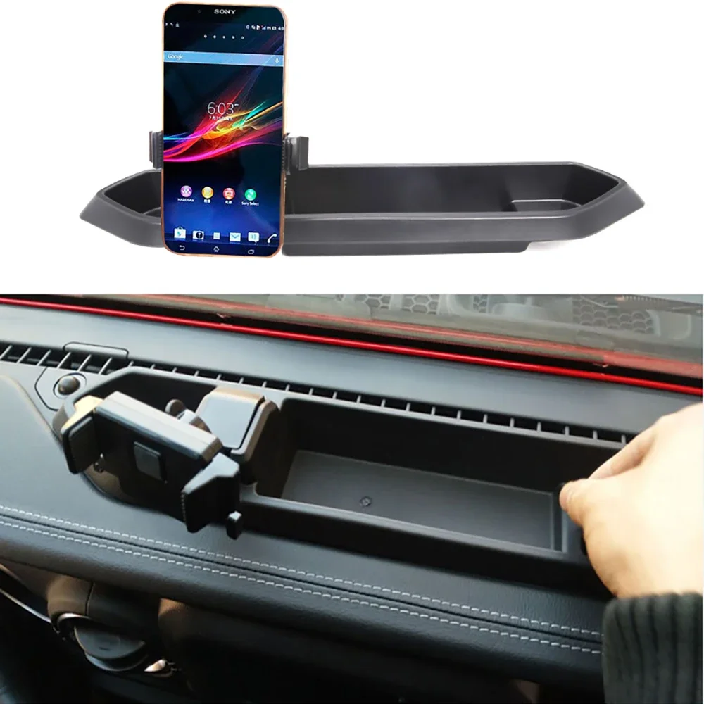 Car Mobile Phone Bracket Fit For Jeep Wrangler JL 2018 2019 2020 2021 2022 Front Windshield Storage Box Mobile Phone Bracket