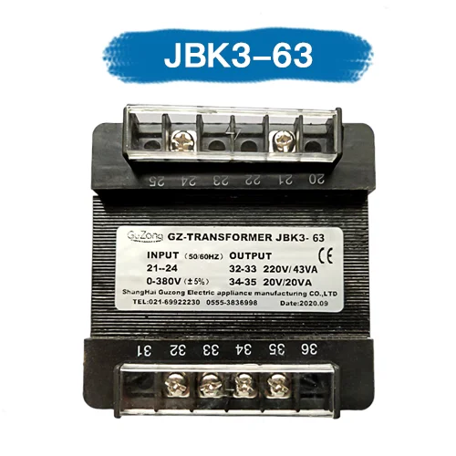 JBK3-63 Control Transformer for Screw Air Compressor 380V to 220V 63VA