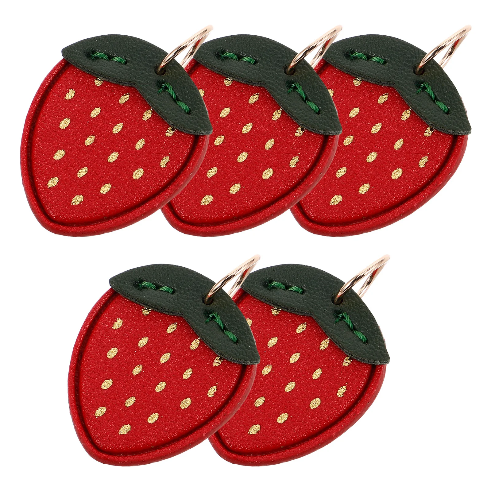 

5 шт., брелок с клубникой, элегантный держатель для автомобильного ключа из искусственной кожи для женщин и девочек, милый кулон с фруктами, очаровательная сумка, украшение