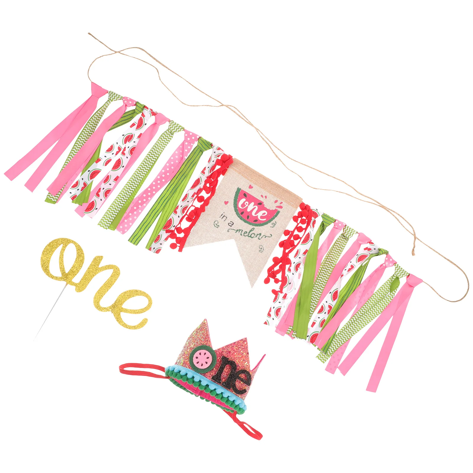 

Watermelon Party Decoration 1 Year Layout Kit Baby Cake Pick Happy First Dining Table and Chairs