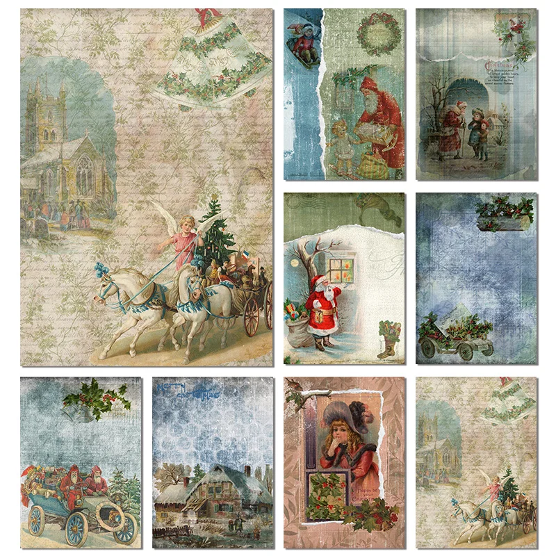 Retro Christmas Chinese Art Rice Paper Scrapbook Pads Flower Vintage Rice Papers for Scrapbooking DIY Junk Journal Decoration C