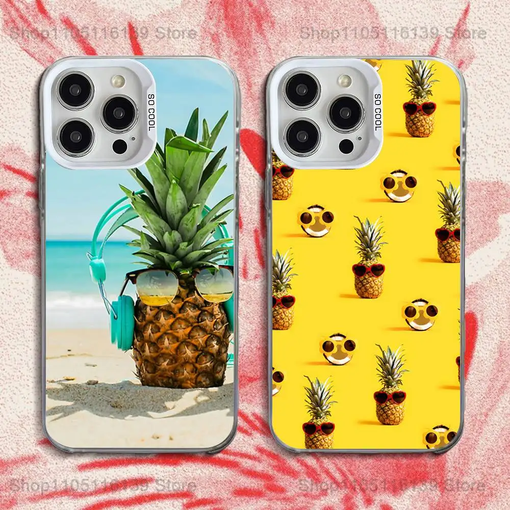 

Summer pineapple Phone Case For iPhone 16,15,14,13,12,11,Pro,XS,Max,Plus,Mini,SE White Candy Matte Shockproof Cover