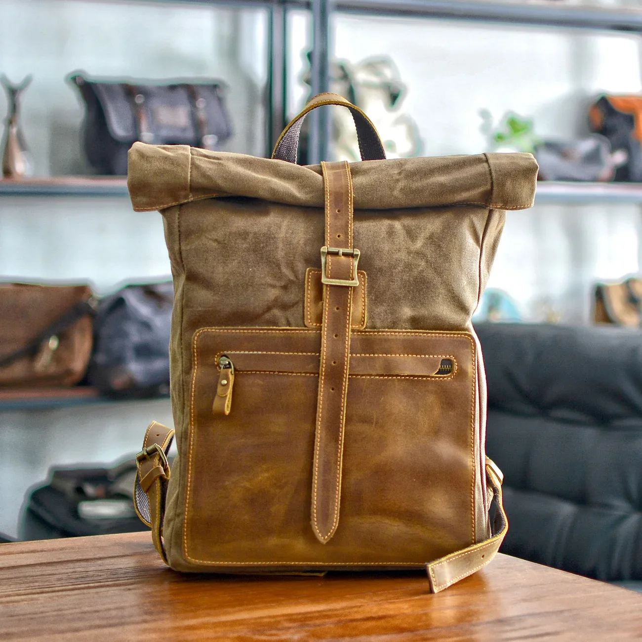 

Canvas Backpack Vintage Rucksack Travel Hiking Camping Backpack Waterproof Sport School Daypack Business Backpack Laptop Man