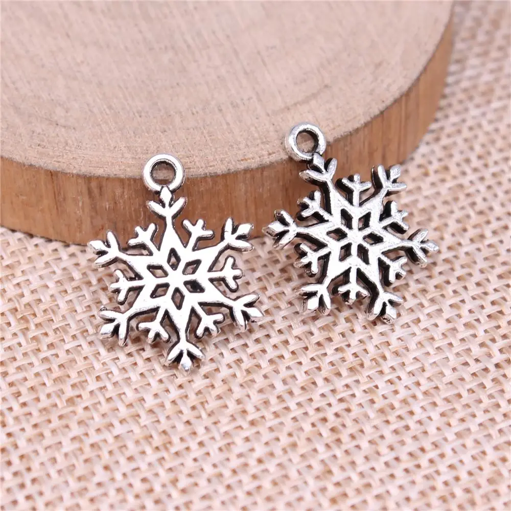 WYSIWYG 20pcs Charms 21x16mm Snowflake Charms For Jewelry Making DIY Jewelry Findings Antique Silver Color Alloy Charms Pendant image 2