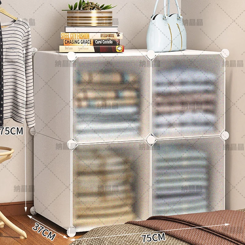 Modern Simple Wardrobe Space Saving Minimalist Nordic Open Clothes Cupboard Wardrobe Mirror Cabinets Plastic Muebles Furniture