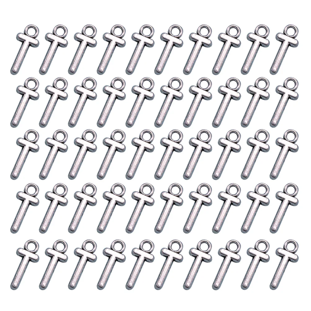 

50 Pcs Alphabet Charms Bracelet Necklace Pendants Jewelry Diy for Making Silver Letter Tiny
