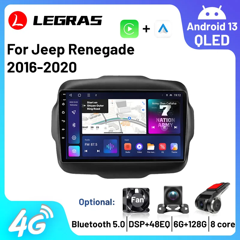 

Wireless Carplay Car Radio Android Auto Multimedia Player For Jeep Renegade 2016-2020 GPS Navigation Bluetooth 2din FM Autoradio