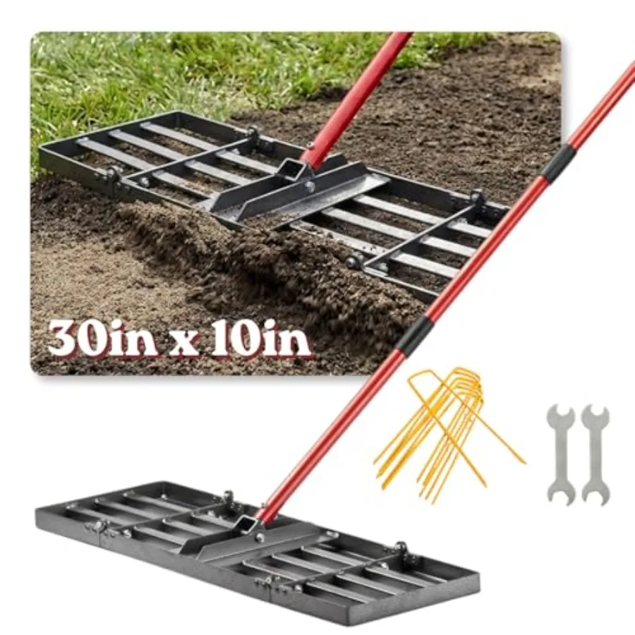 Lawn Leveling Rake with Adjustable Steel Handle