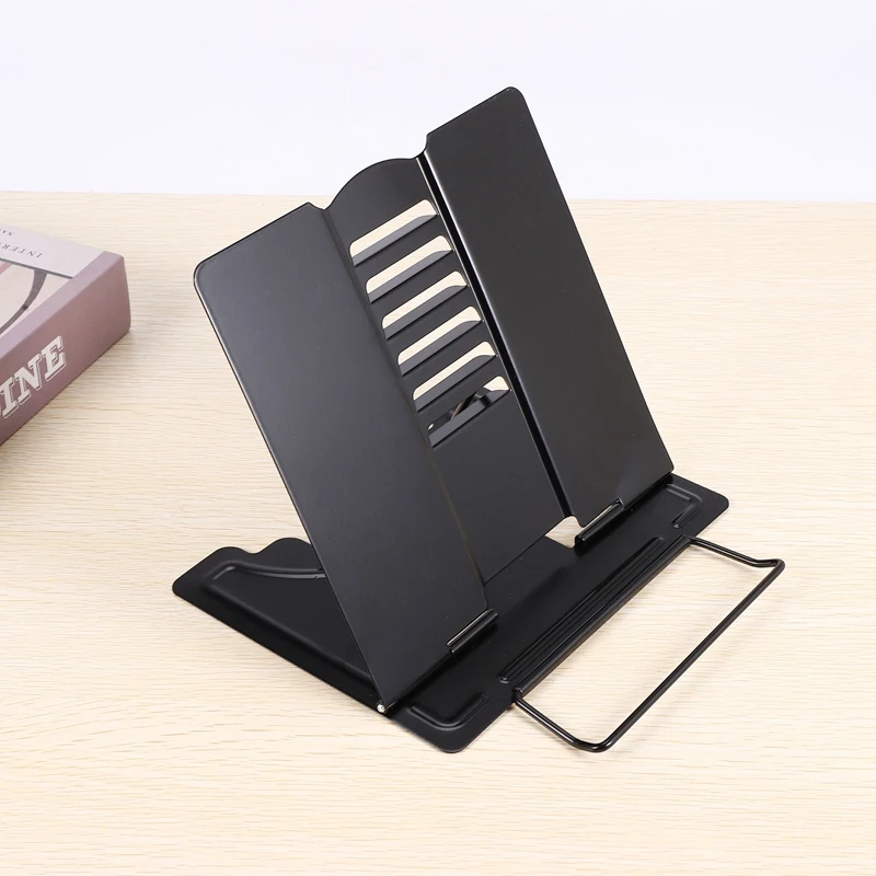 Desk Book Stand Metal Reading Rest Book Holder Angle Adjustable Stand Document Holder Portable Sturdy Lightweight(Black)