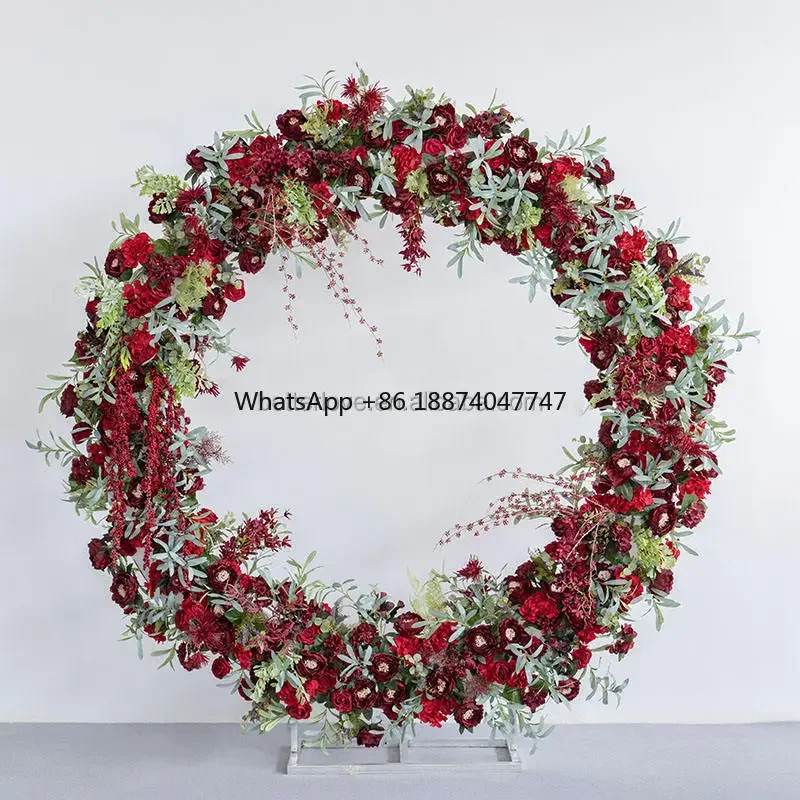 round Arch Backdrop with Artificial Flowers Wedding Party Decorations Stand Flower Arch