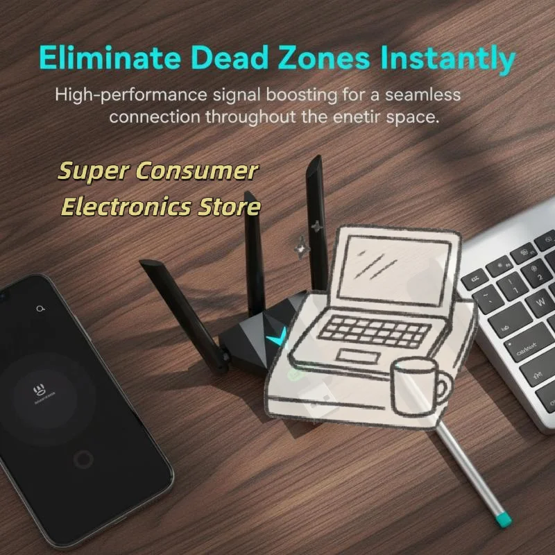 1300Mbps Dual Band USB WiFi Adapter 4 High Gain Antennas Dual Band Driver Free