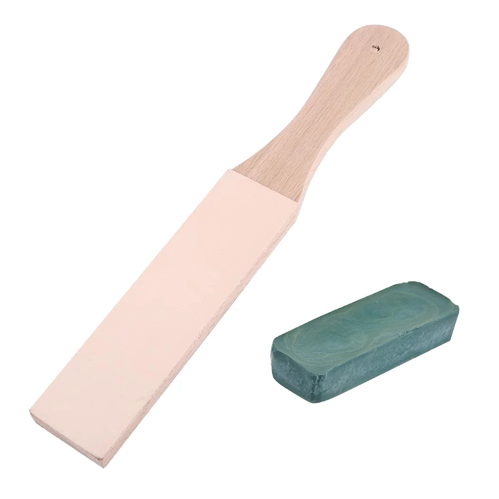 

2Pcs Two-Sided Sharpening Strop Wooden Knifeboard Handle Razor Sharpener Kitchen Knife Sharpening Stone Carving