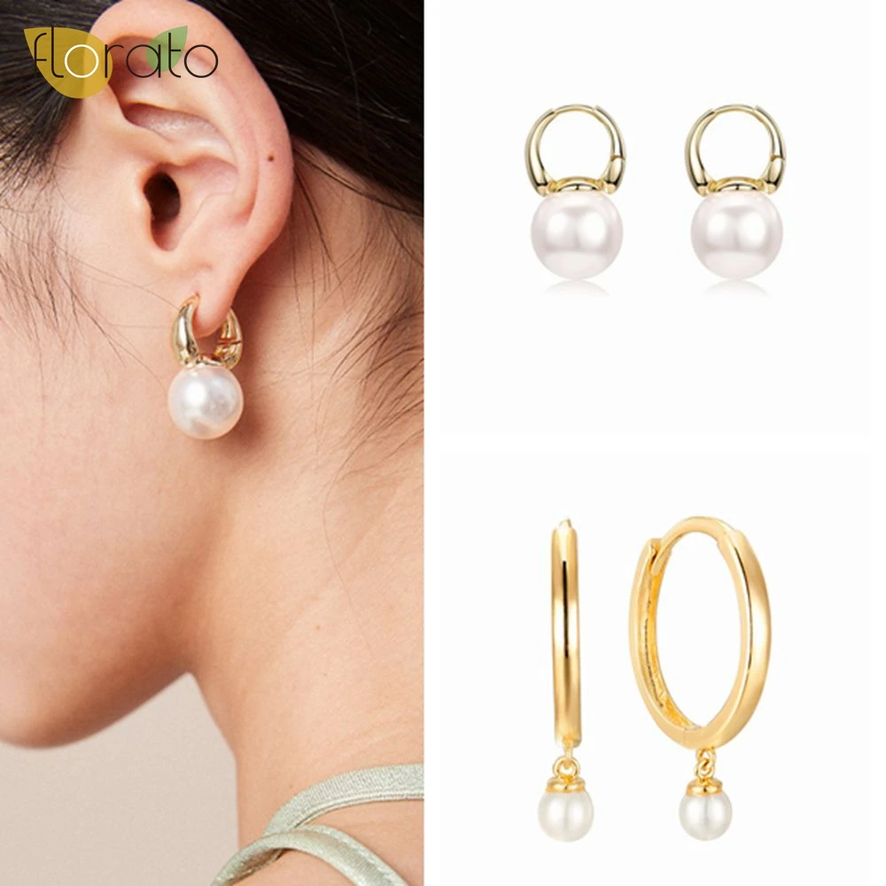 

925 Sterling Silver Ear Needle Premium Light Luxury Hoop Earrings Gold Silver Temperament Pearl Style Earrings for Women Jewelry