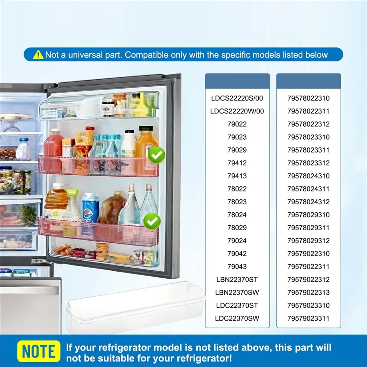Multi-use Gear MAN62750201 Refrigerator Door Basket for LDCS22220S LDCS22220W 79578022310 Refrigerator Door Bin