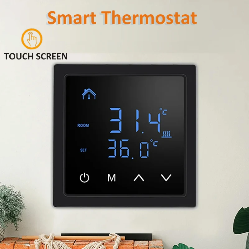 Smart Thermostat 16A Floor Heating Temperature Controller 85-240V Electric Heating Control with LED Touch Screen for Gas Boiler