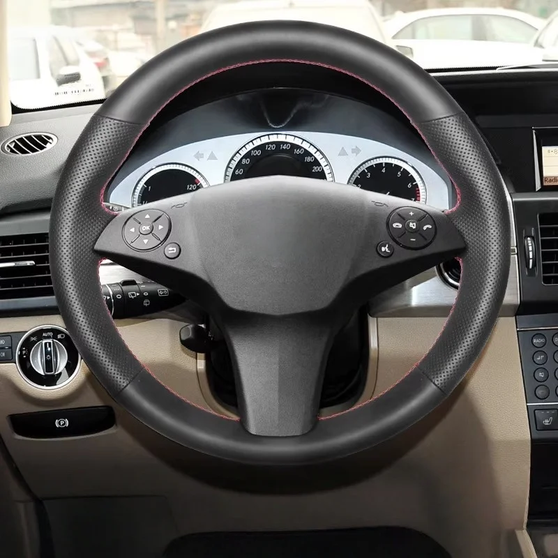 

Чехол на руль из искусственной кожи черного цвета для Mercedes-Benz C-Class W204, GLK X204 2008-2012
