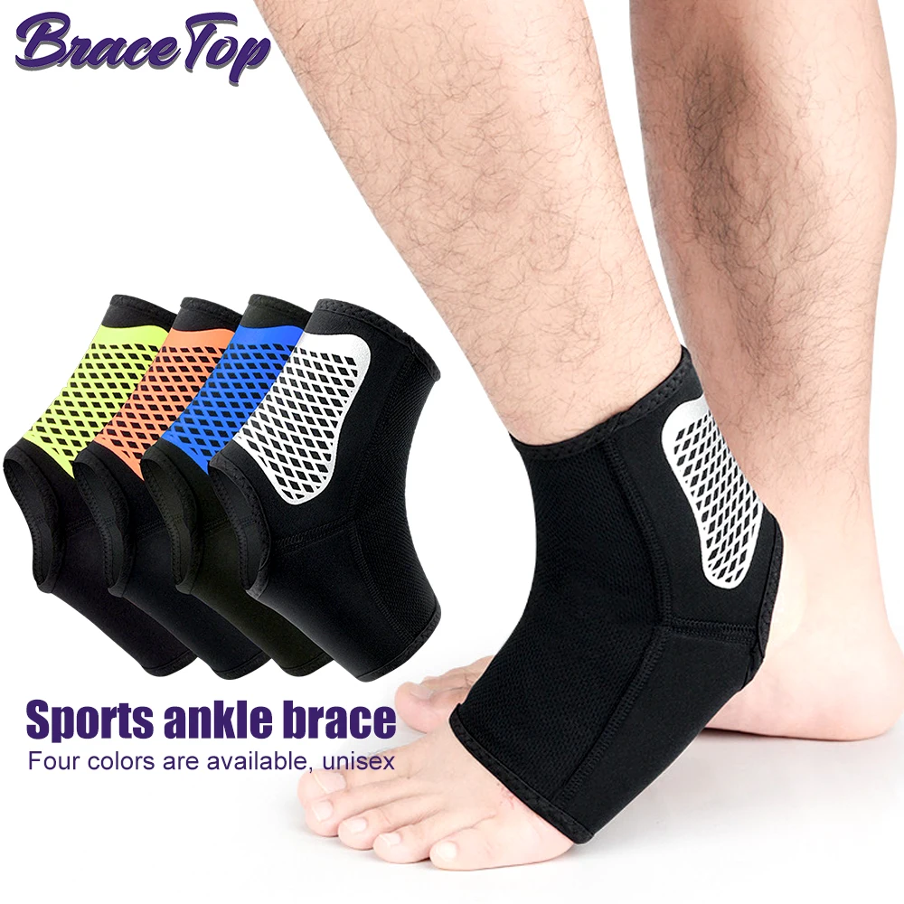 BraceTop 1 PC Compression Ankle Protector Football Ankle Support Basketball Ankle Brace Protective Outdoor Sports Gym Accessory