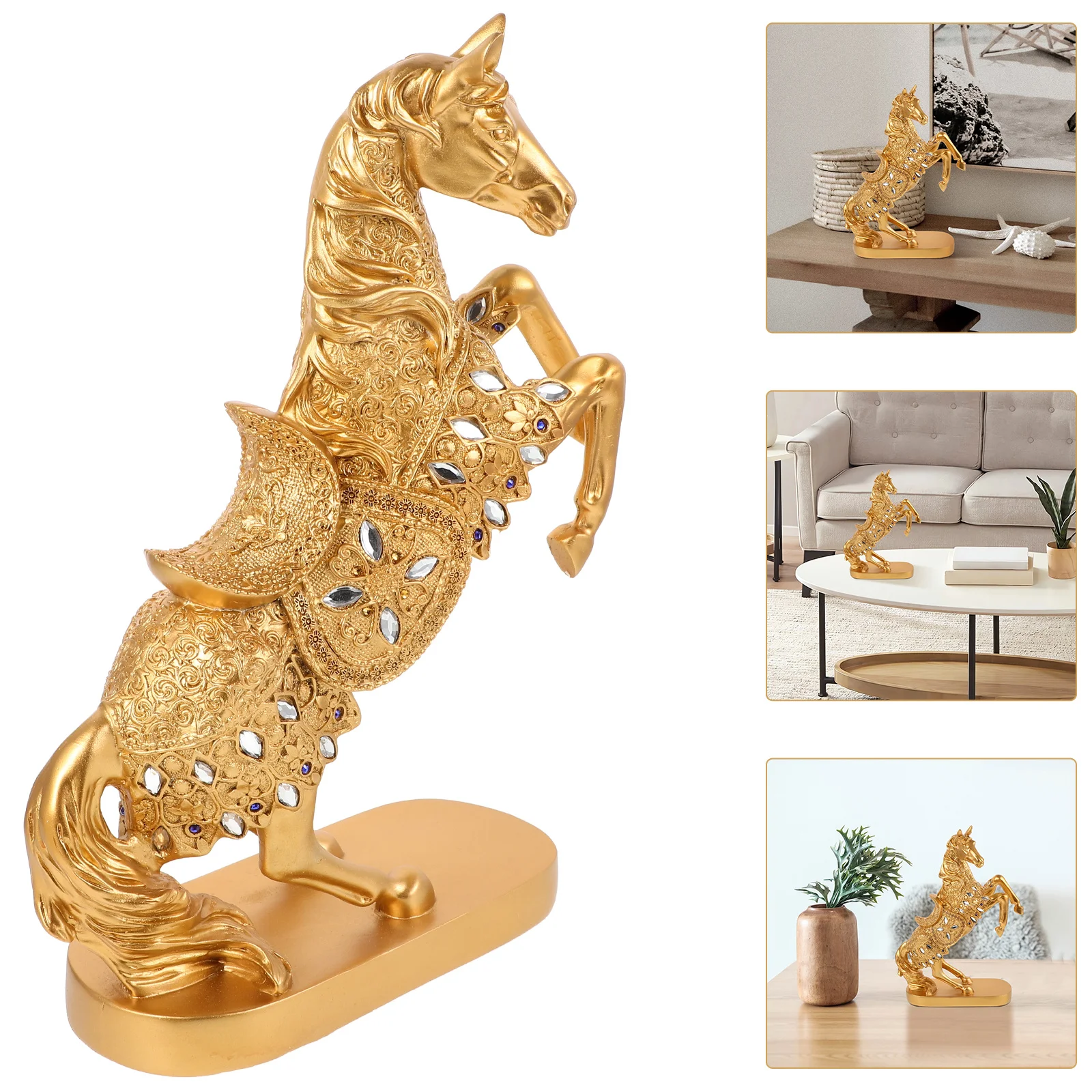 

Resin Horse Ornament Galloping Horse Design Resin Craft Sculpture for Home Office Desk Feng Shui Decoration