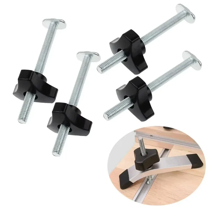 4Set M8 T-Track Bolts Knobs Clamps Woodworking Jigs Slide Handle Screws M8 Nut Saw Table Acting Hold Down Clamp Hand Tools