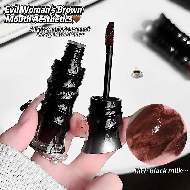 Punk Dark Red Lip Gloss Mirror Shine Silky Moisturizing Texture Lip Glaze Non-Sticky Chocolate Red Cherry Watery Glossy Lip Tint view 5