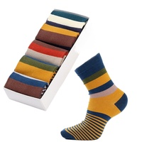 5Pairs/ Men's Socks Combed Cotton Compression Stockings Fashion Trend Colorful Striped Happy Deodorant Socks for Men Size 39-45