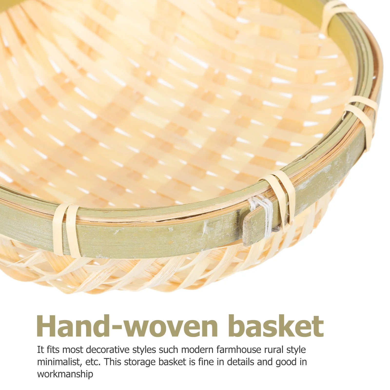 

Bamboo Fruit Handmade Woven Storage Basket Lightweight Portable Design For Home Decor Living Room Bedroom Office Fruit Storage