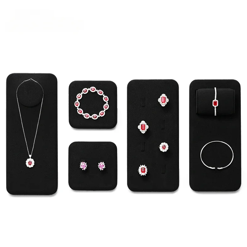 

Black microfiber jewelry display props, high-end rings, earrings, necklaces, counters, jewelry trays, jewelry display racks