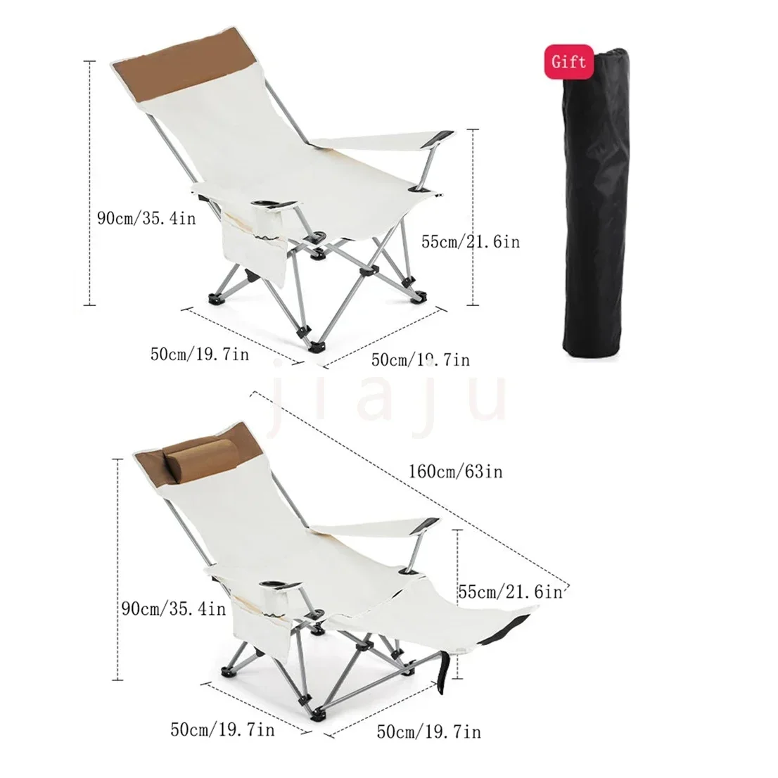 Niceway Foldable Picnic Camping Portable Fishing Chairs Beach Chairs Outdoor Garden Park Single Lazy Chair Backrest Cushion