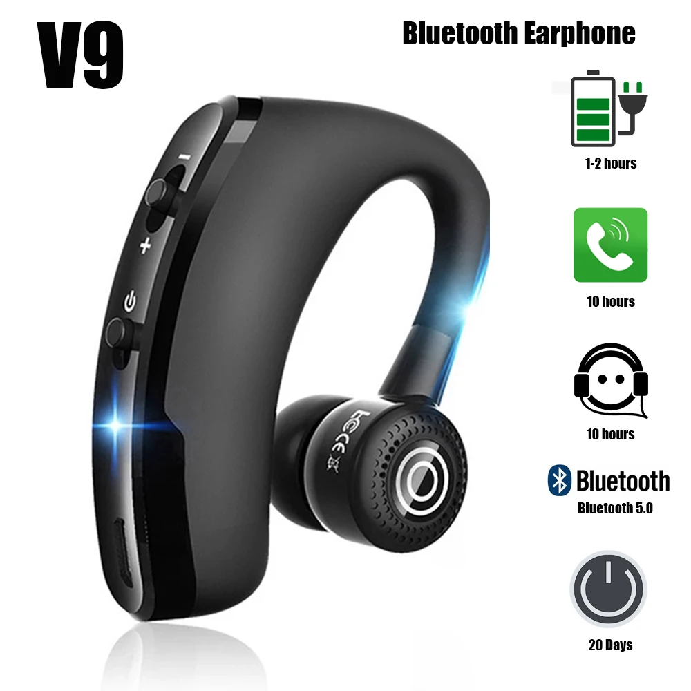 Écouteurs sans fil Bluetooth V9, mains libres, Business, casque avec micro, réduction du bruit de conduite