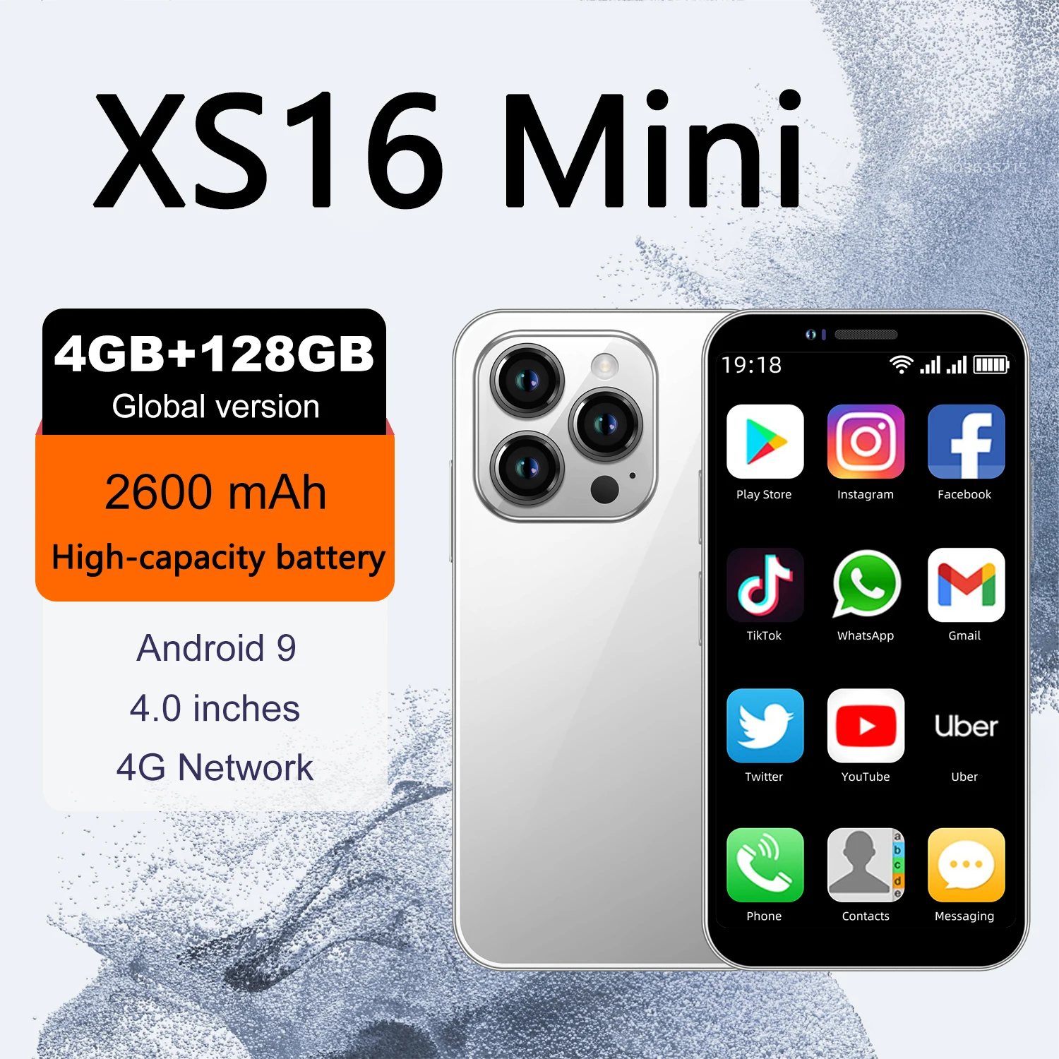 Мини-смартфон XS16, 4 дюйма, 4 + 128 ГБ, 2600 мА · ч