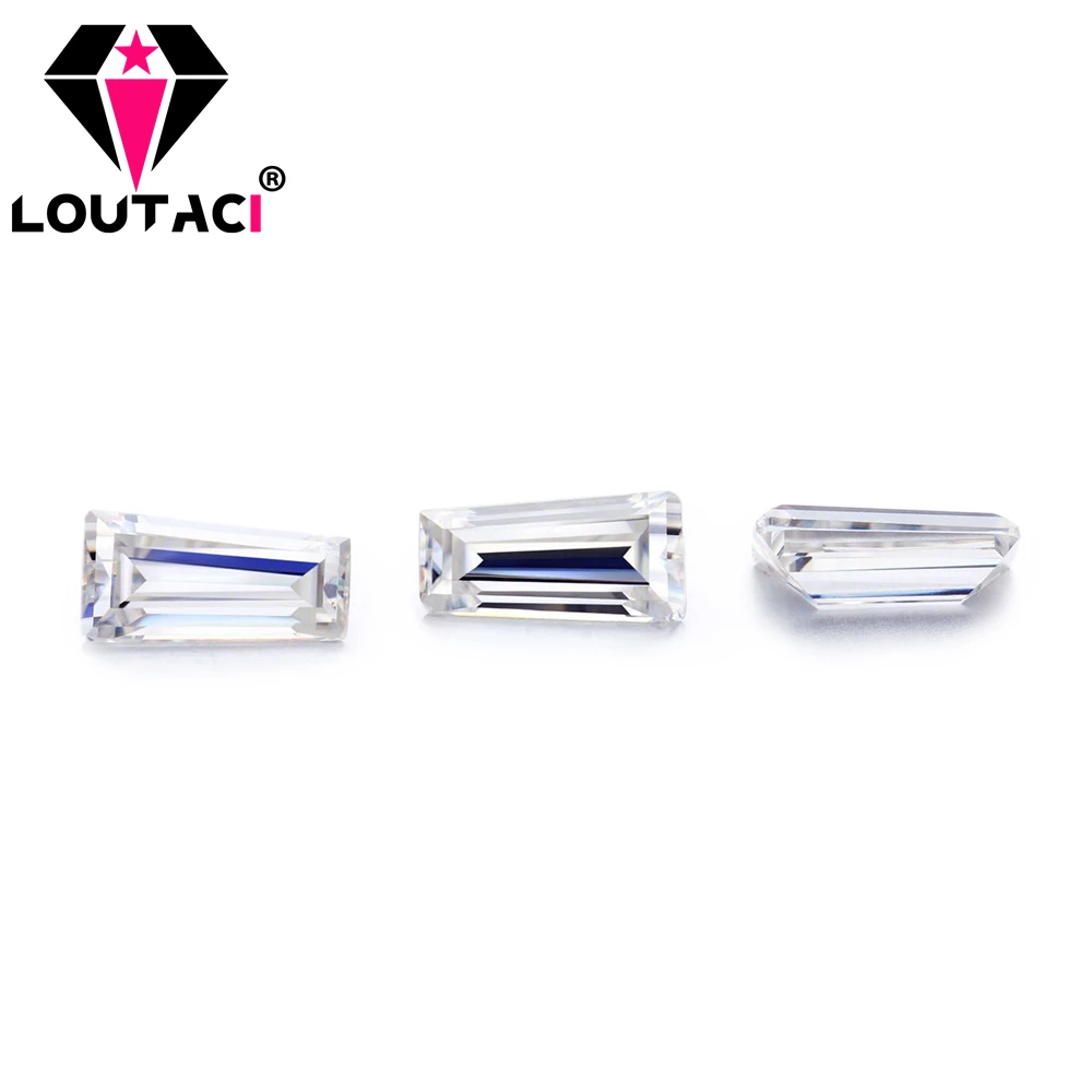 LOUTACI tamaño pequeño 0,2-0,6 quilates forma trapezoidal DEFGH anillos asequibles de moissanita únicos tiendas que venden corte Baguette cónico