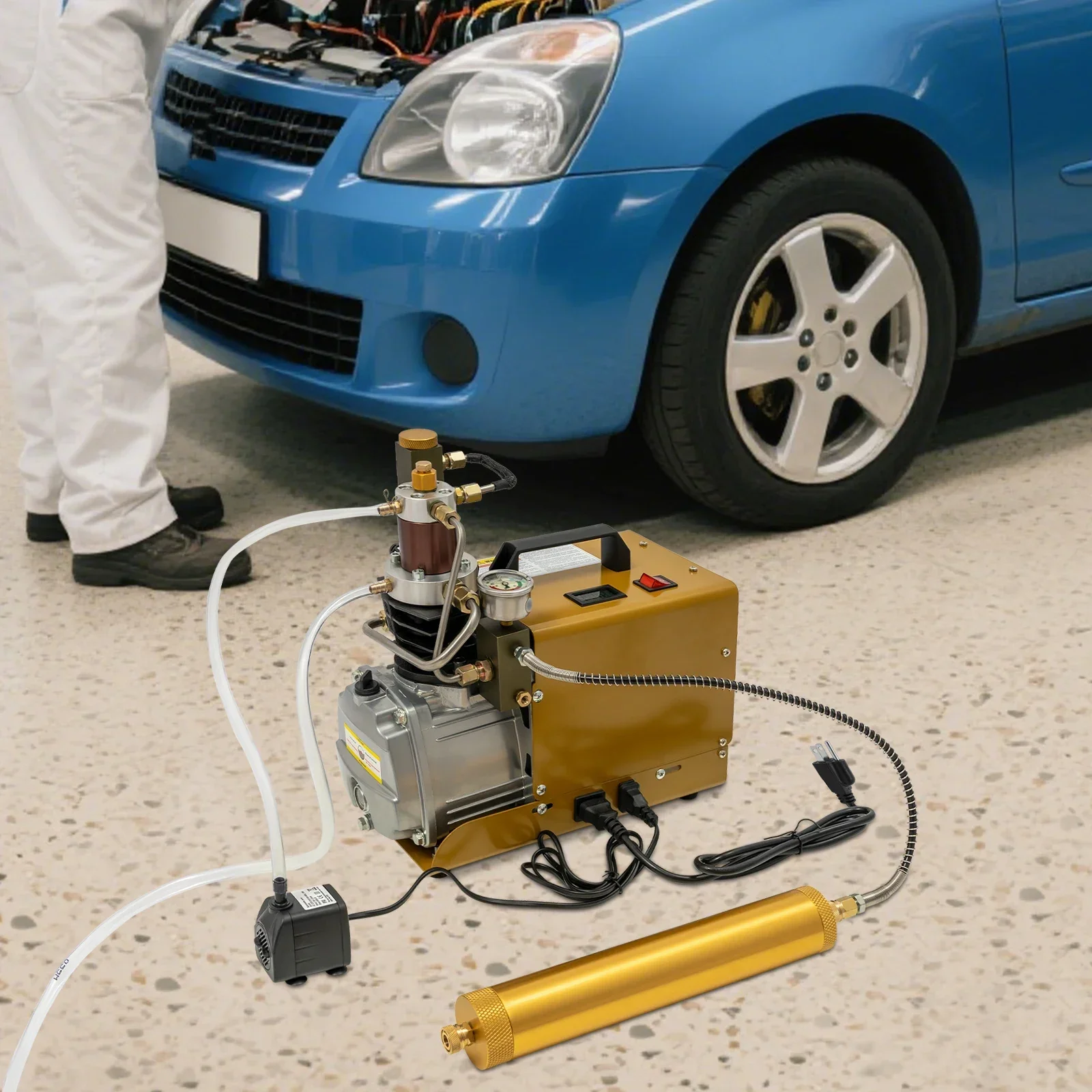 

Воздушный компрессор 110В 30МПа 4500 PSI PCP, высоконапорный, для дайвинга, водяной, с водяным охлаждением и водяной трубкой