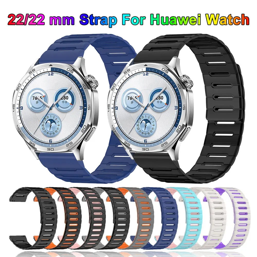 20/22 mm Silikon-Armband für Huawei Watch 5 4 GT6 GT5/4/3 46 mm, magnetisches Armband für Watch GT Runner2 Ultimate Armband
