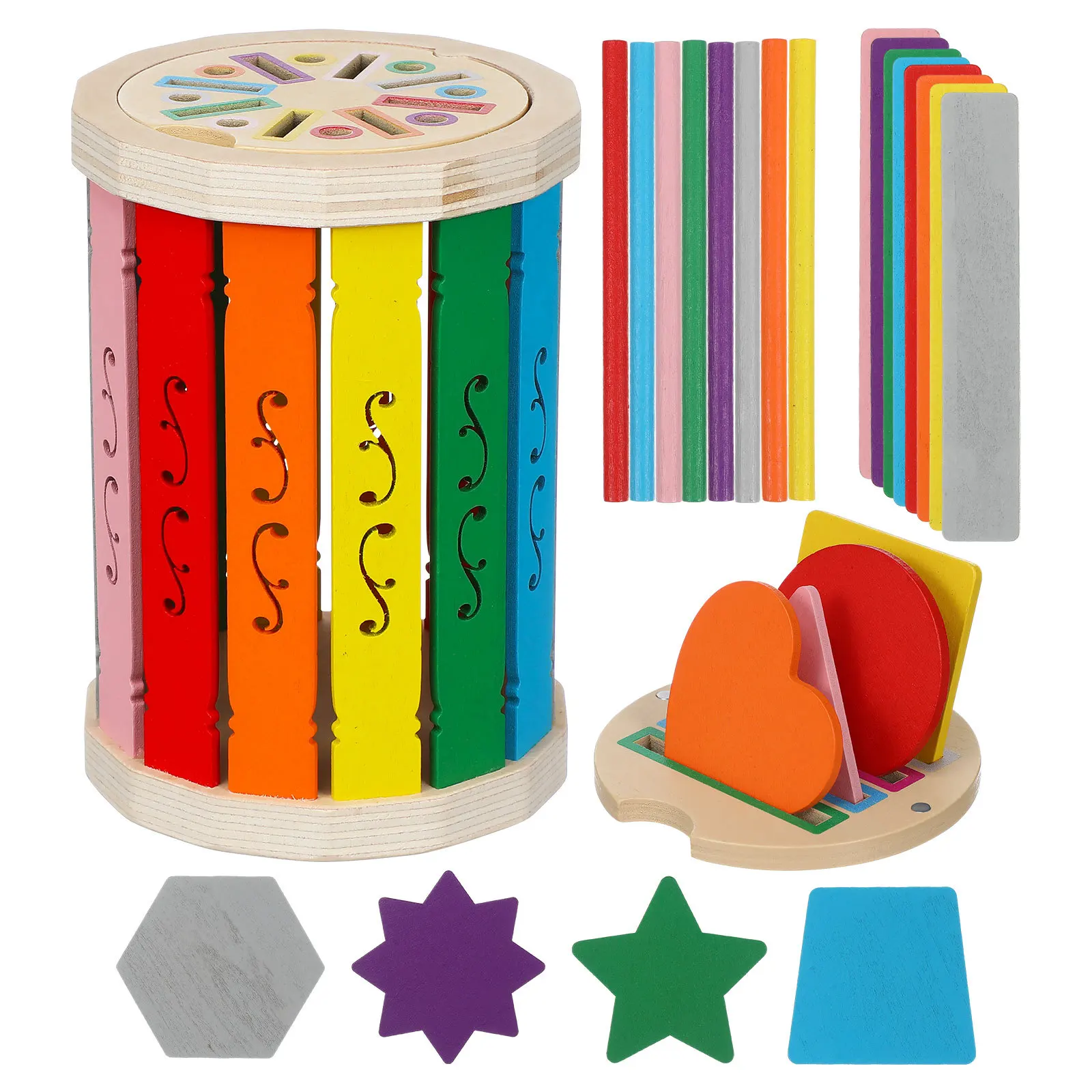 مجموعة واحدة من كوب الأطفال، تصنيف الألوان، أساسيات غرفة اللعب للأطفال الصغار، مهارات حركية دقيقة تعليمية خشبية حسية تنموية #5