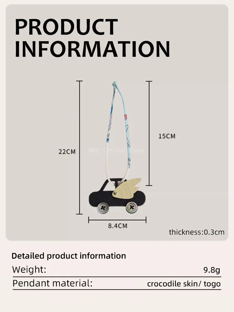 Handmade Crocodile & Togo Leather Car Bag Charm, Wax Thread Saddle Stitch Winged Car Pendant, Luxury Designer Bag Accessory