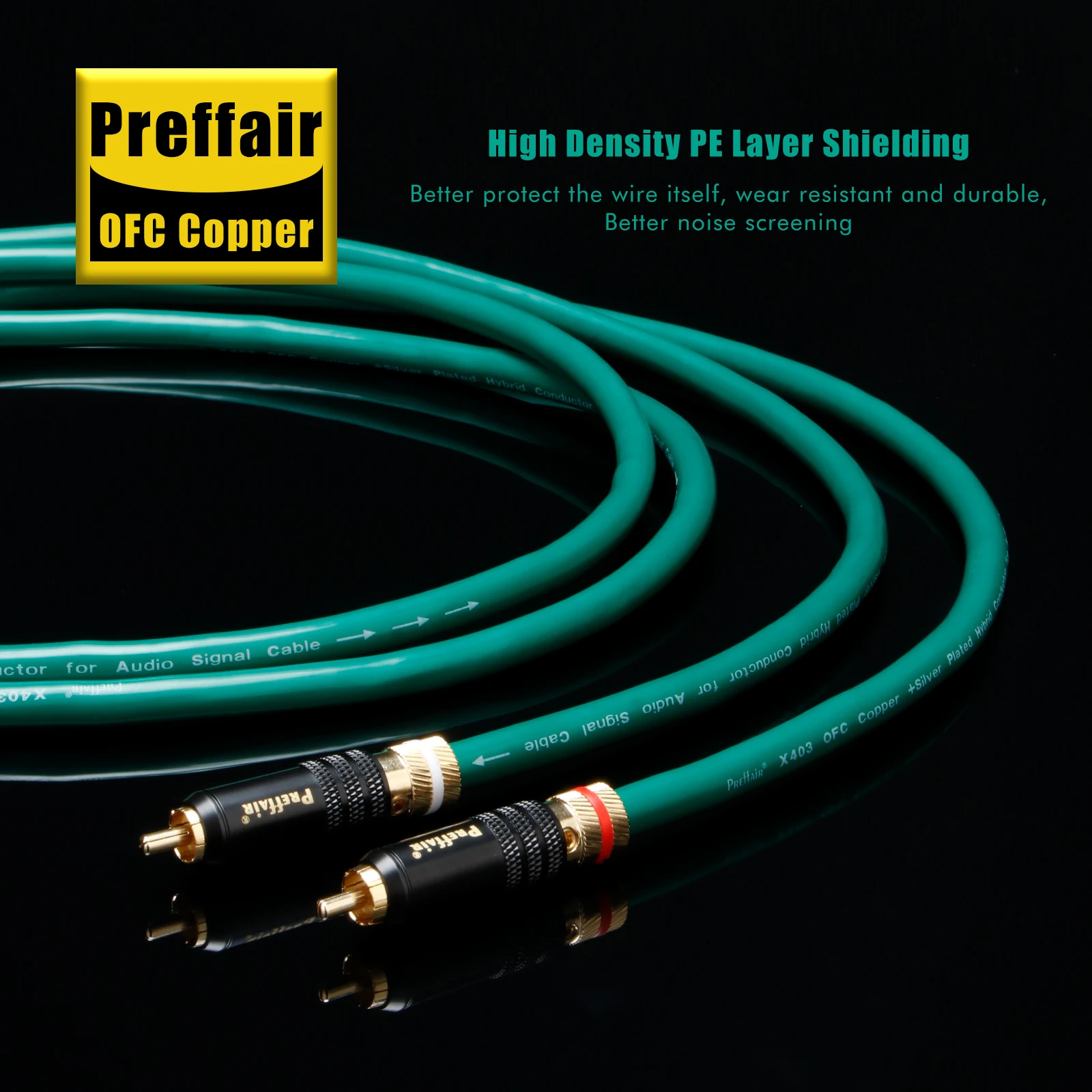 Preffair X403R1730 versilbertes 6N OFC RCA-Audiokabel auf Stecker mit vergoldeten Steckern/rechtwinkligem Verlängerungskabel – Detail 11