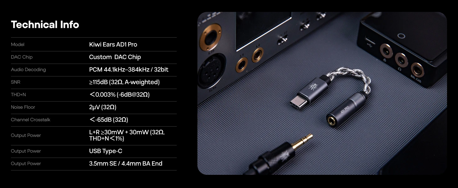 Kiwi Ears AD1 Pro Verbesserter USB-C Dongle mit Höherer Leistung, Geringerer Verzerrung & Plug-and-Play-Kompatibilität – Detail 10