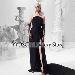 Customized Evening Dresses Trumpet / Mermaid High Slit Party Dress Black Backless Sexy 2024 Formal For Women vestidos de noche