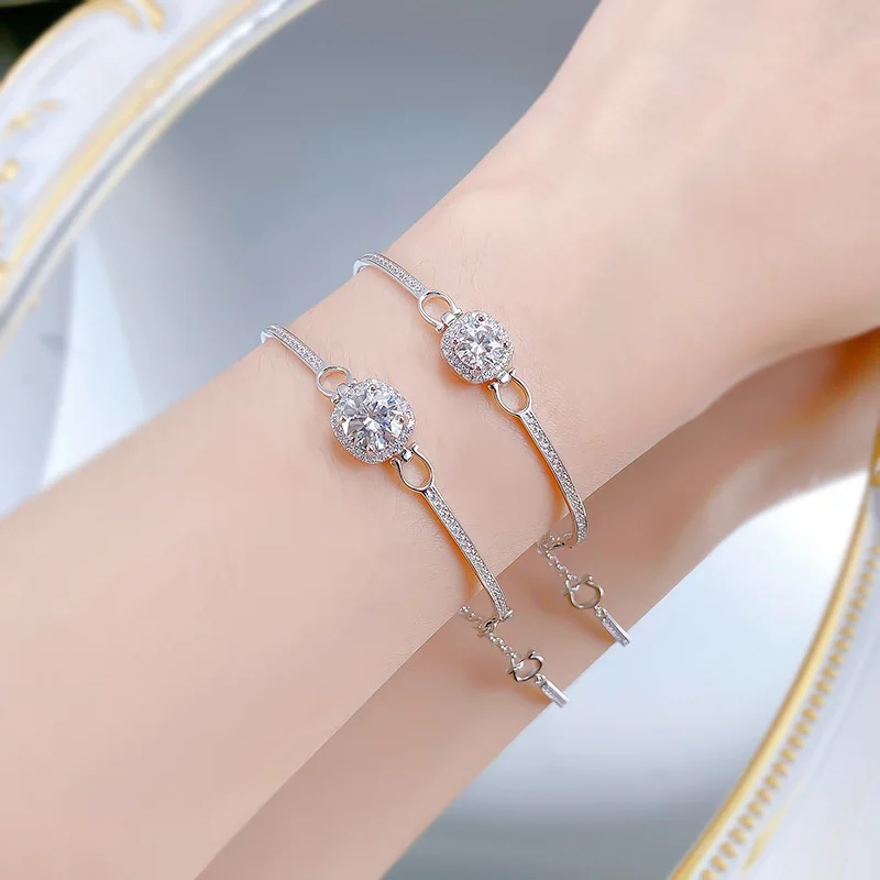 

Apaison Sparkling Moissanite Tennis Bracelet 925 Sterling Silver Chain Bracelets For Women Anniversary Party Jewelry Gift