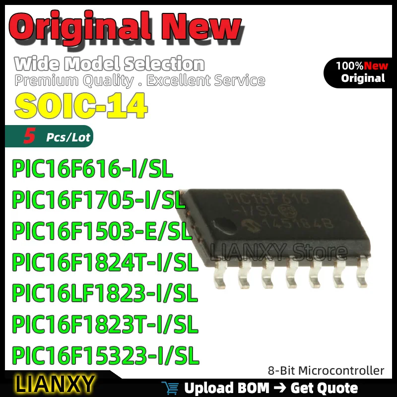 5Pcs Soic-14 Pic16F… - image