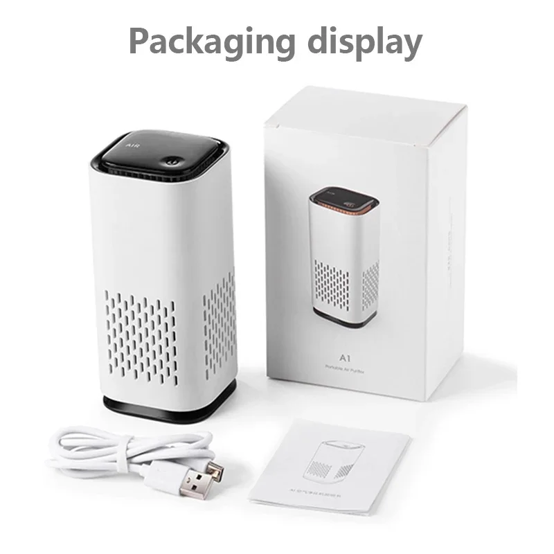 Очиститель воздуха с отрицательными ионами для автомобиля, удаление формальдегида, домашние фильтры HEPA, USB зарядка, низкий уровень шума, настольный очиститель с носветильник щением