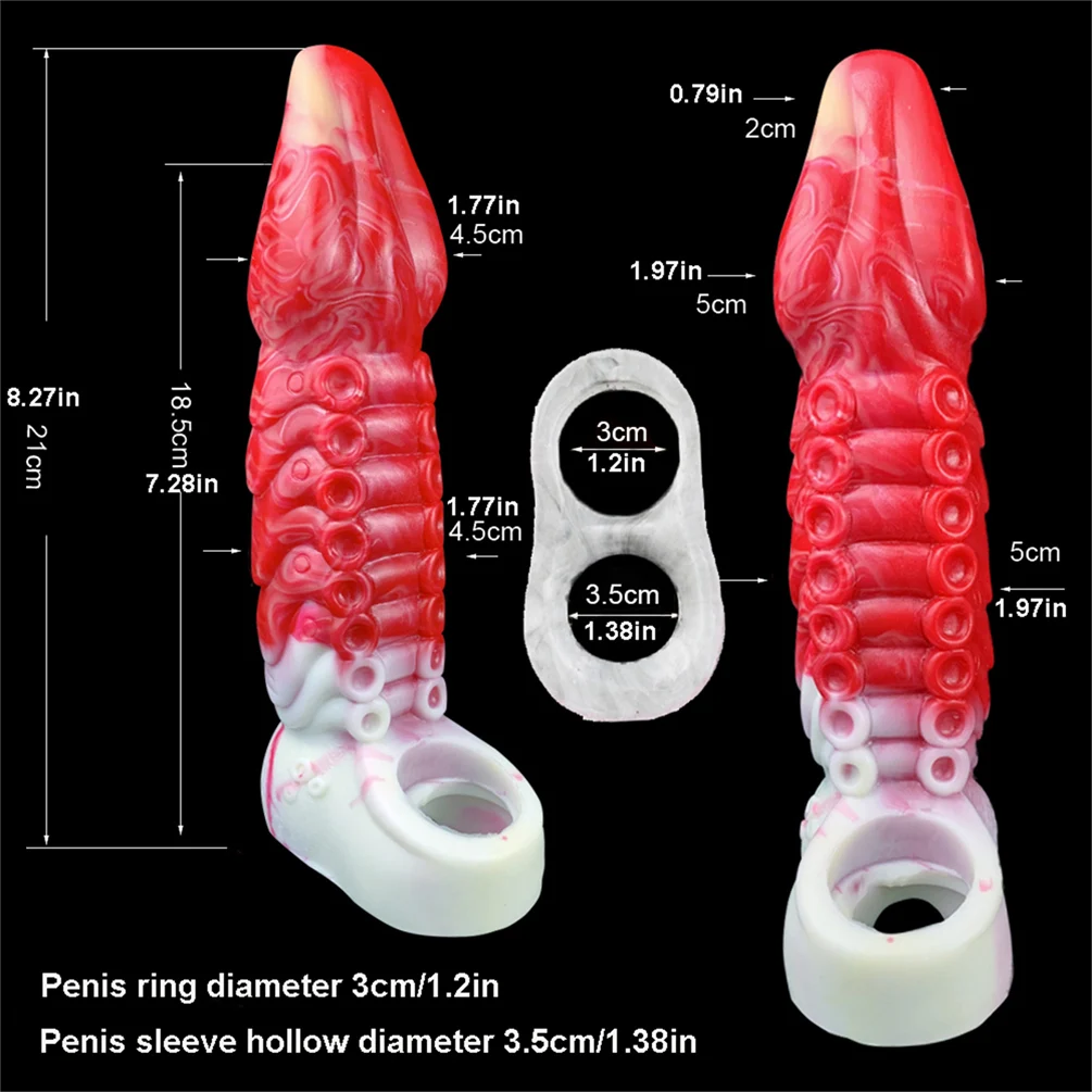 21cm Extra Large Penis Sleeve Nozzle For Men Reusable Condom Silicone Cock Cover Extender Penis Enlarger Male Delay Ejaculation