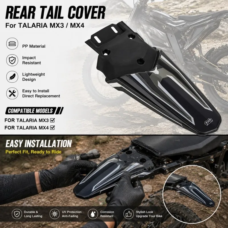 Rear Tail Fairing Fender Cover For TALARIA MX3 MX4 In PP Plastic- Modification Part