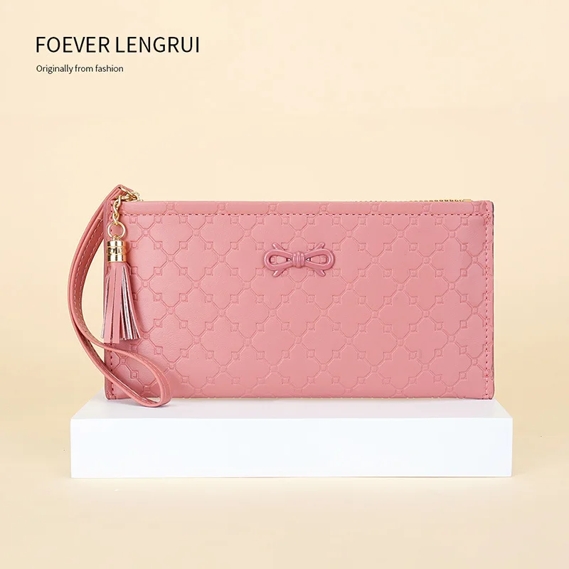 

Wallet female long 2023 new cross-border single pull small fresh multifunctional large-capacity mobile phone bag clutch card bag