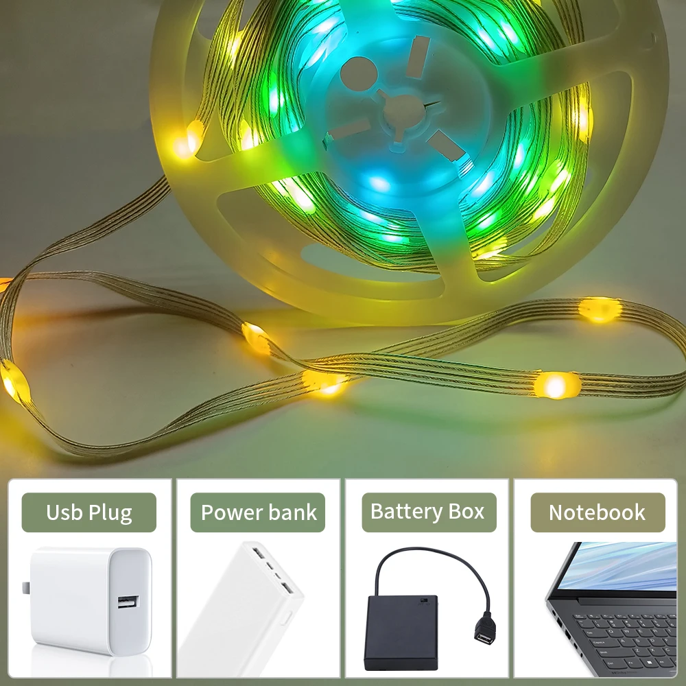 RGB LED String Dream สี5M 50 Leds ปาร์ตี้ไฟวันเกิดตกแต่ง DC5V USB LED Light ตกแต่งสำหรับห้องนอน